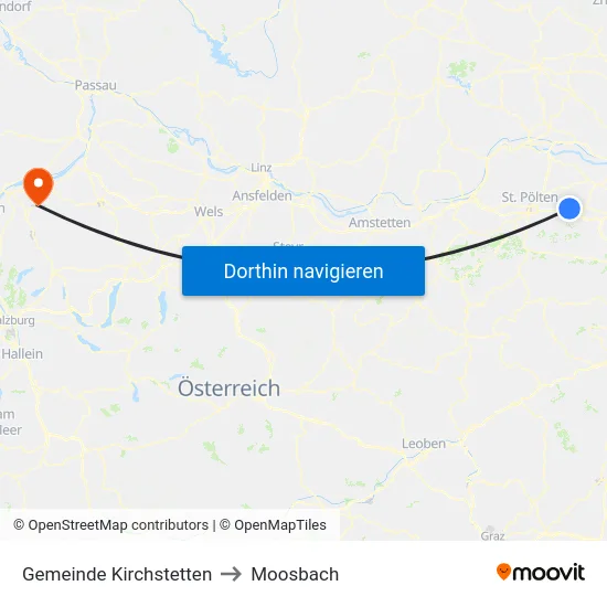 Gemeinde Kirchstetten to Moosbach map
