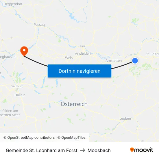 Gemeinde St. Leonhard am Forst to Moosbach map