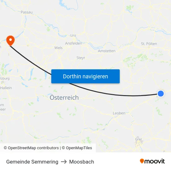 Gemeinde Semmering to Moosbach map