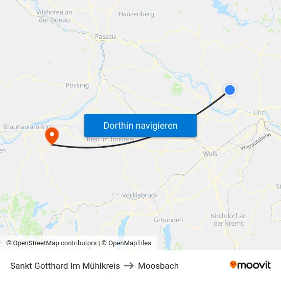 Sankt Gotthard Im Mühlkreis to Moosbach map