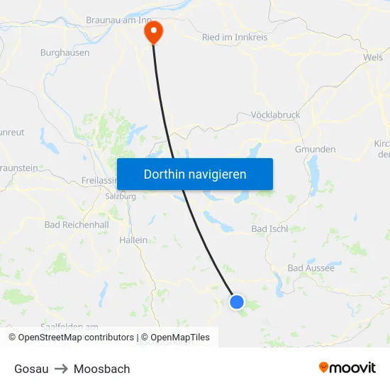 Gosau to Moosbach map
