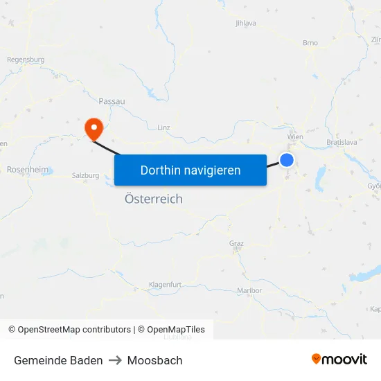 Gemeinde Baden to Moosbach map