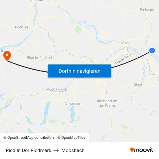 Ried In Der Riedmark to Moosbach map