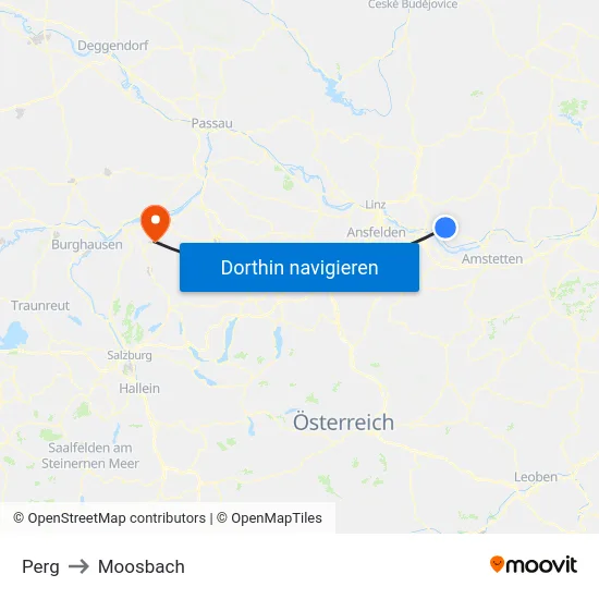 Perg to Moosbach map