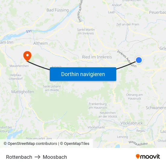 Rottenbach to Moosbach map