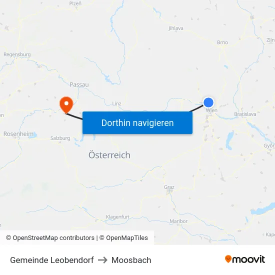 Gemeinde Leobendorf to Moosbach map