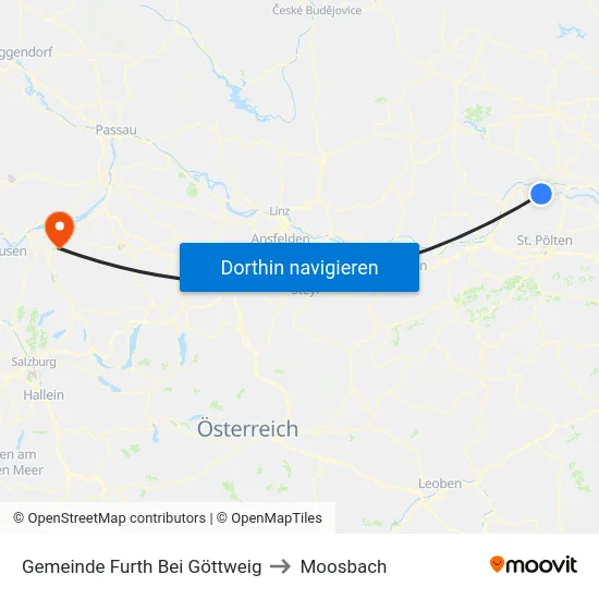 Gemeinde Furth Bei Göttweig to Moosbach map
