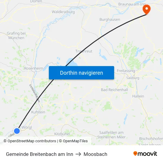 Gemeinde Breitenbach am Inn to Moosbach map
