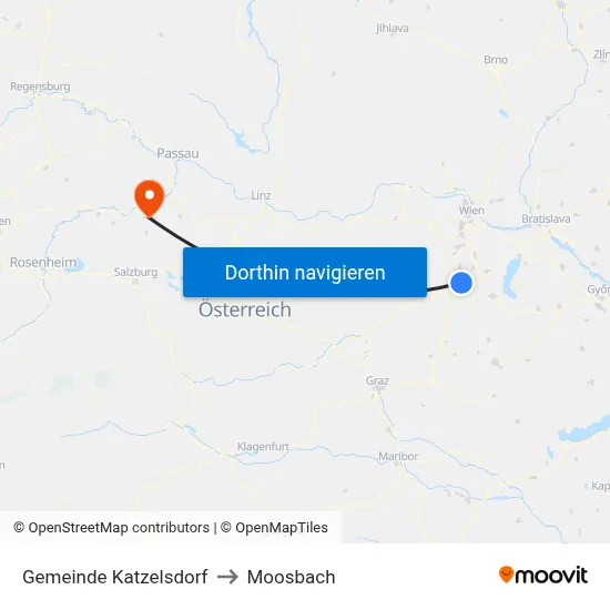 Gemeinde Katzelsdorf to Moosbach map