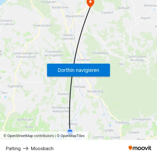 Palting to Moosbach map