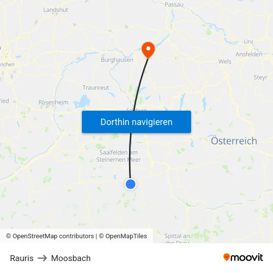 Rauris to Moosbach map
