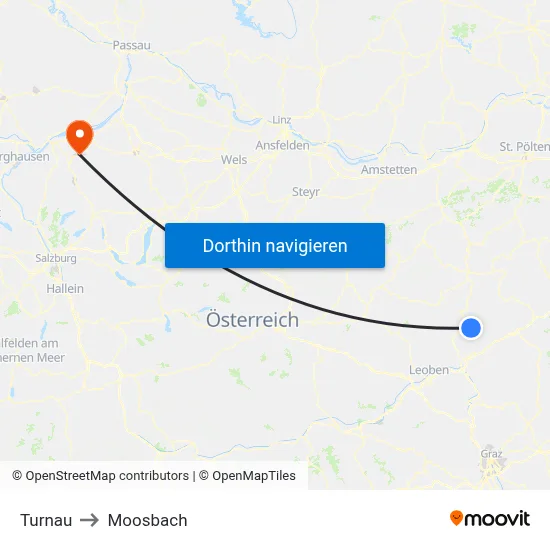 Turnau to Moosbach map