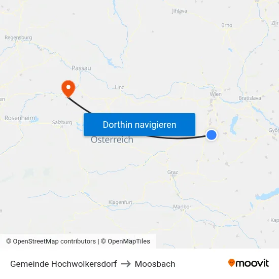 Gemeinde Hochwolkersdorf to Moosbach map