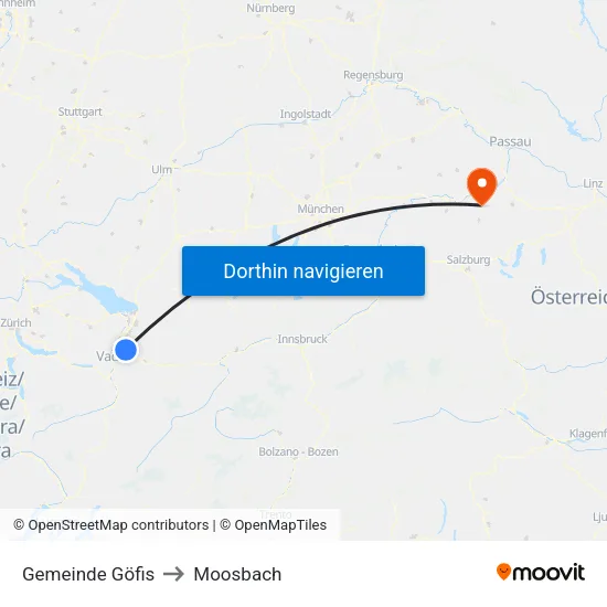 Gemeinde Göfis to Moosbach map