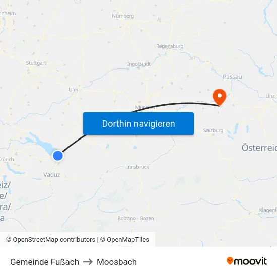 Gemeinde Fußach to Moosbach map