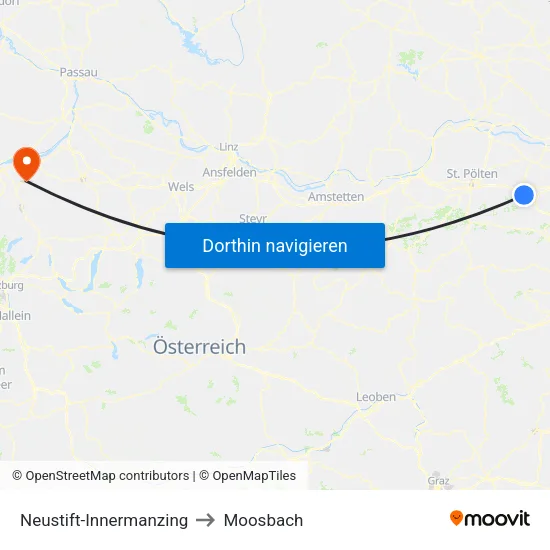 Neustift-Innermanzing to Moosbach map