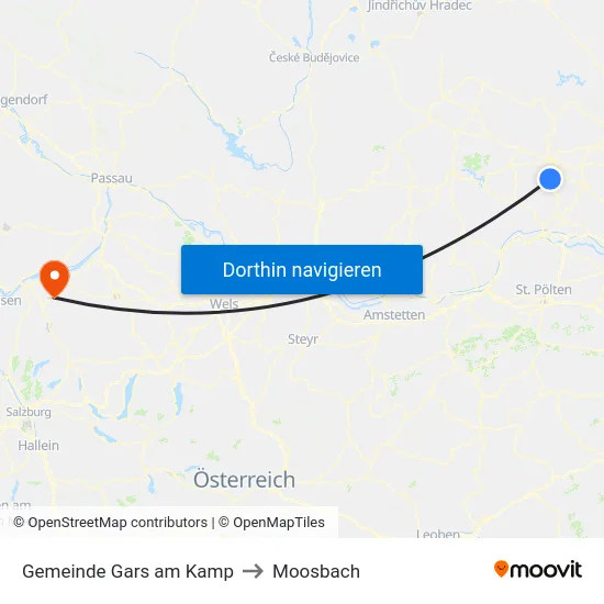 Gemeinde Gars am Kamp to Moosbach map