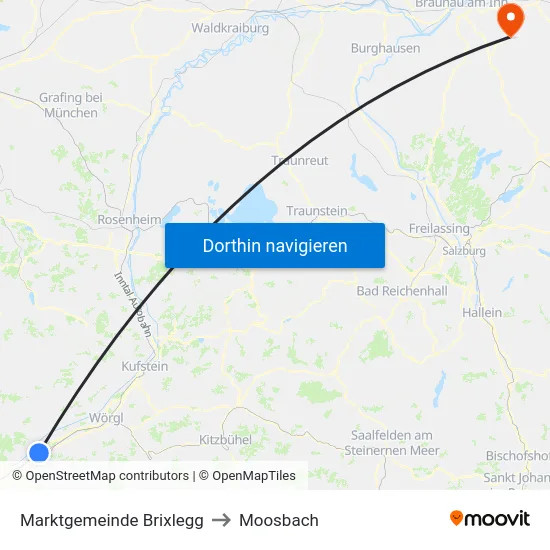 Marktgemeinde Brixlegg to Moosbach map