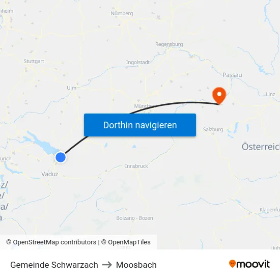 Gemeinde Schwarzach to Moosbach map