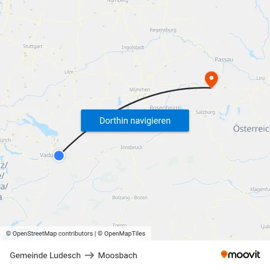 Gemeinde Ludesch to Moosbach map