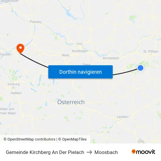 Gemeinde Kirchberg An Der Pielach to Moosbach map