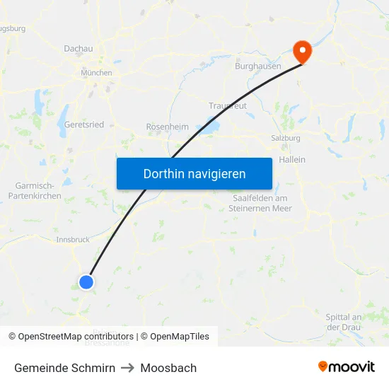 Gemeinde Schmirn to Moosbach map