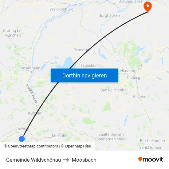Gemeinde Wildschönau to Moosbach map