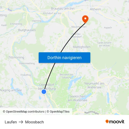 Laufen to Moosbach map