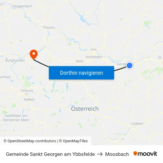 Gemeinde Sankt Georgen am Ybbsfelde to Moosbach map