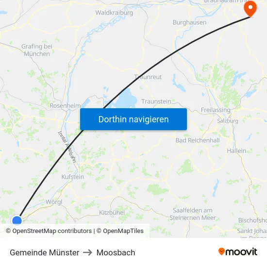 Gemeinde Münster to Moosbach map
