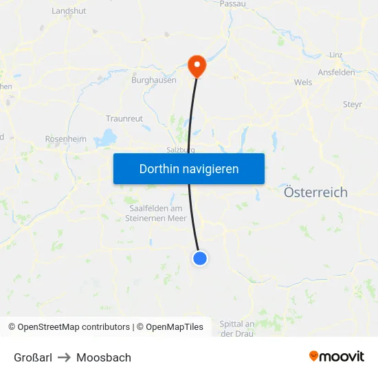 Großarl to Moosbach map