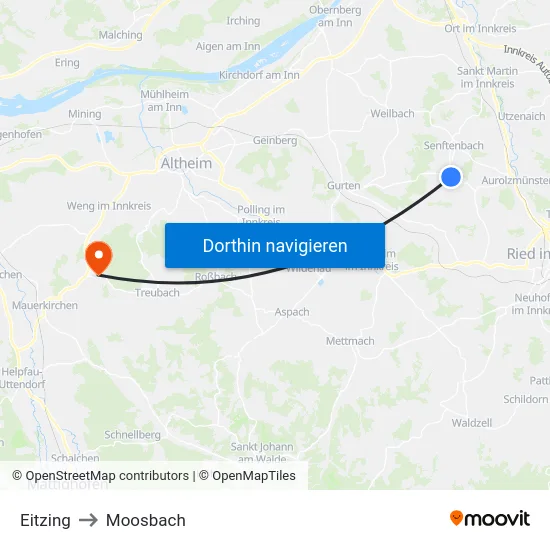 Eitzing to Moosbach map