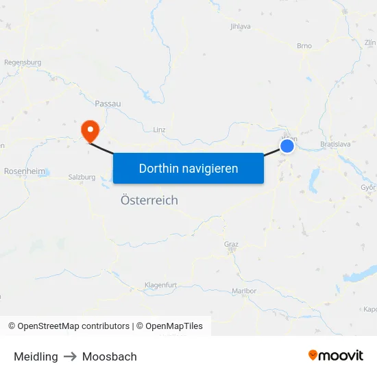 Meidling to Moosbach map