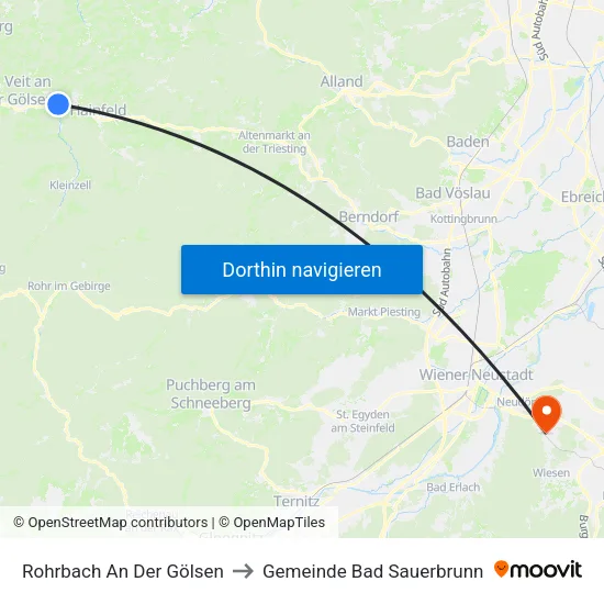 Rohrbach An Der Gölsen to Gemeinde Bad Sauerbrunn map