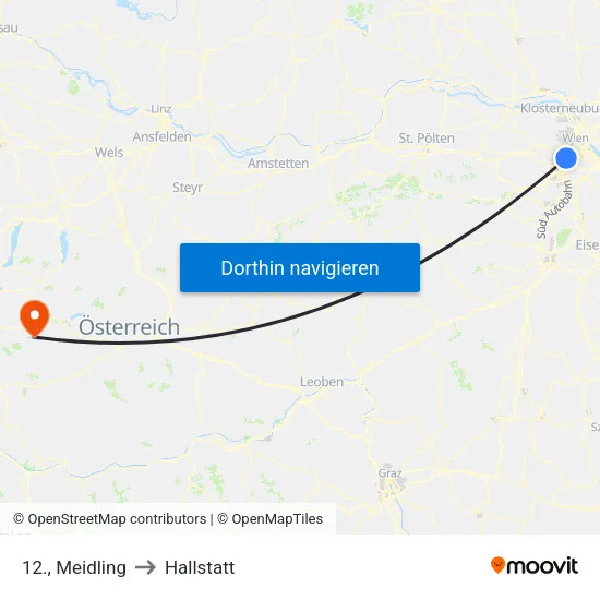 12., Meidling to Hallstatt map