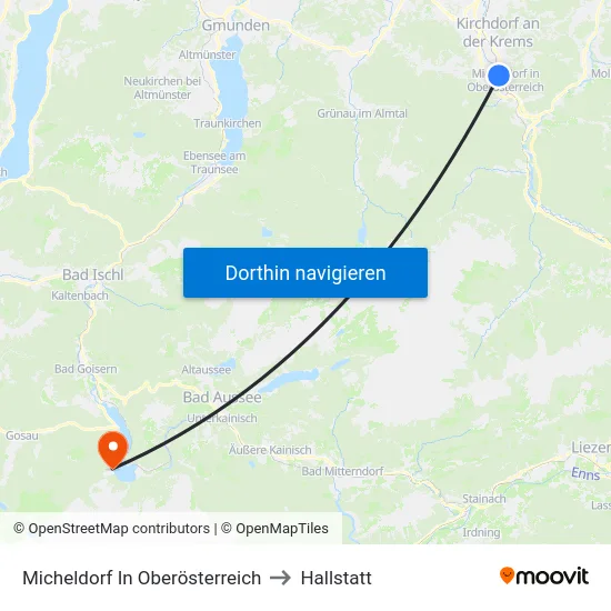 Micheldorf In Oberösterreich to Hallstatt map