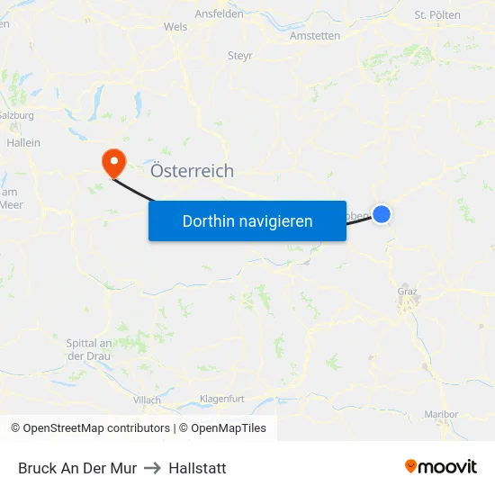 Bruck An Der Mur to Hallstatt map