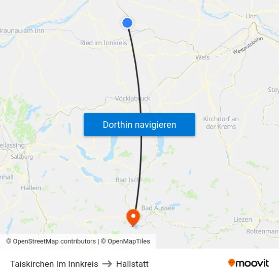 Taiskirchen Im Innkreis to Hallstatt map