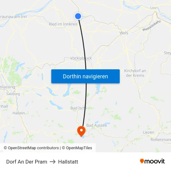 Dorf An Der Pram to Hallstatt map