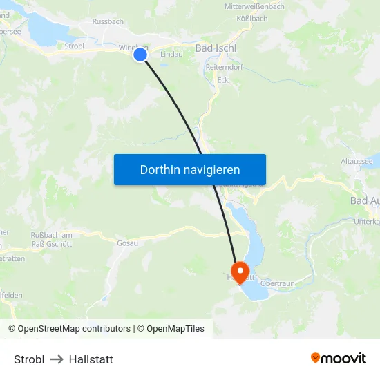 Strobl to Hallstatt map