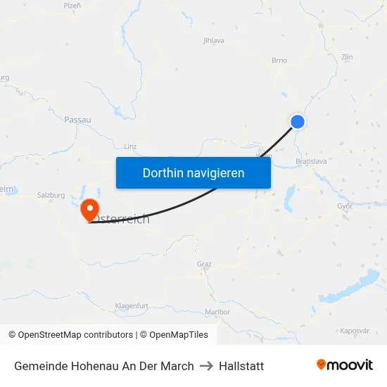 Gemeinde Hohenau An Der March to Hallstatt map