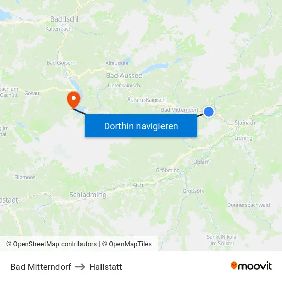 Bad Mitterndorf to Hallstatt map