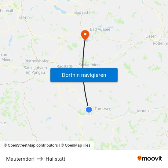 Mauterndorf to Hallstatt map