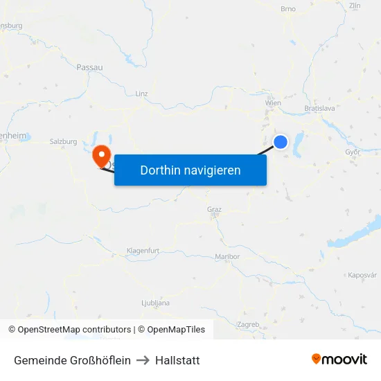 Gemeinde Großhöflein to Hallstatt map