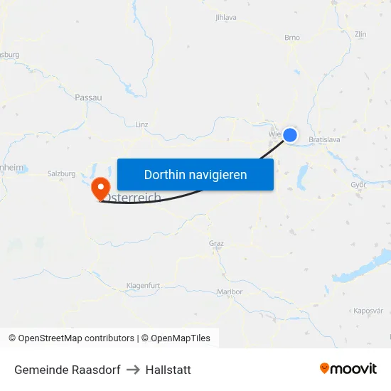 Gemeinde Raasdorf to Hallstatt map