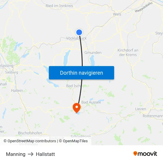 Manning to Hallstatt map