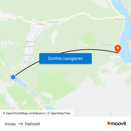 Gosau to Hallstatt map