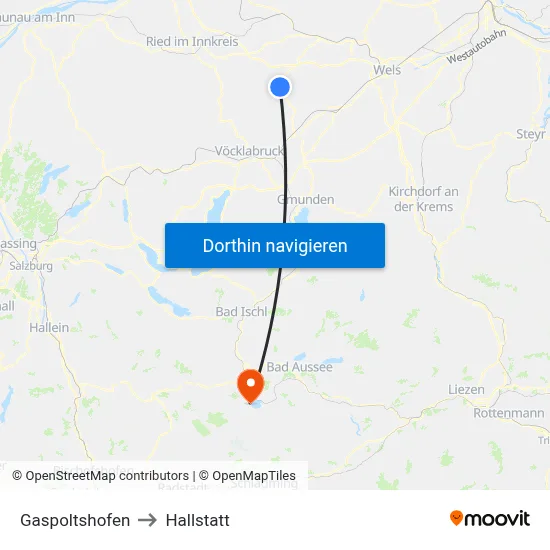 Gaspoltshofen to Hallstatt map