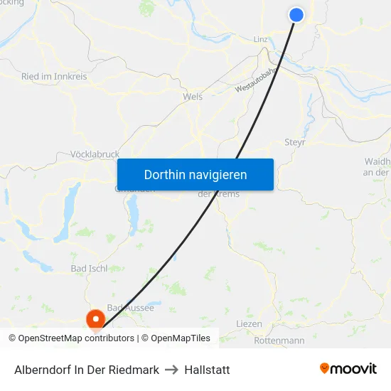 Alberndorf In Der Riedmark to Hallstatt map