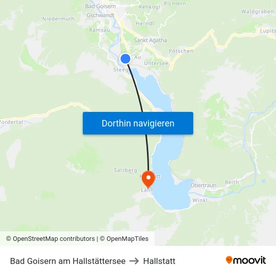 Bad Goisern am Hallstättersee to Hallstatt map